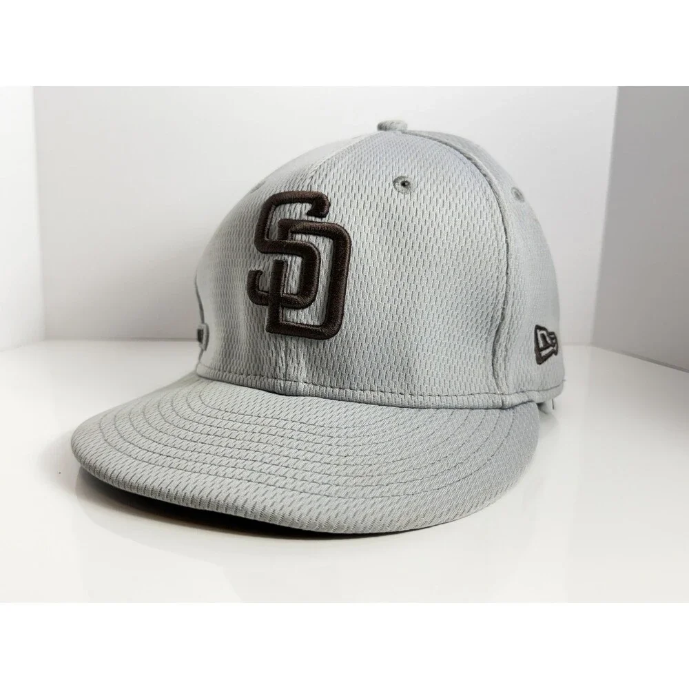 New Era 59FIFTY San Diego Padres MLB Gray Brown Fitted Hat Cap Size 7 55.8cm